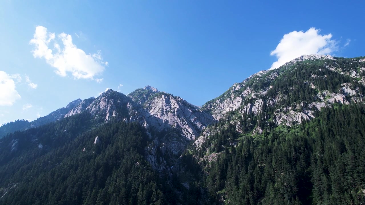 Forested Kumrat Alps rise beneath a clear blue sky in Kumrat Valley, Khyber Pakhtunkhwa, Pakistan