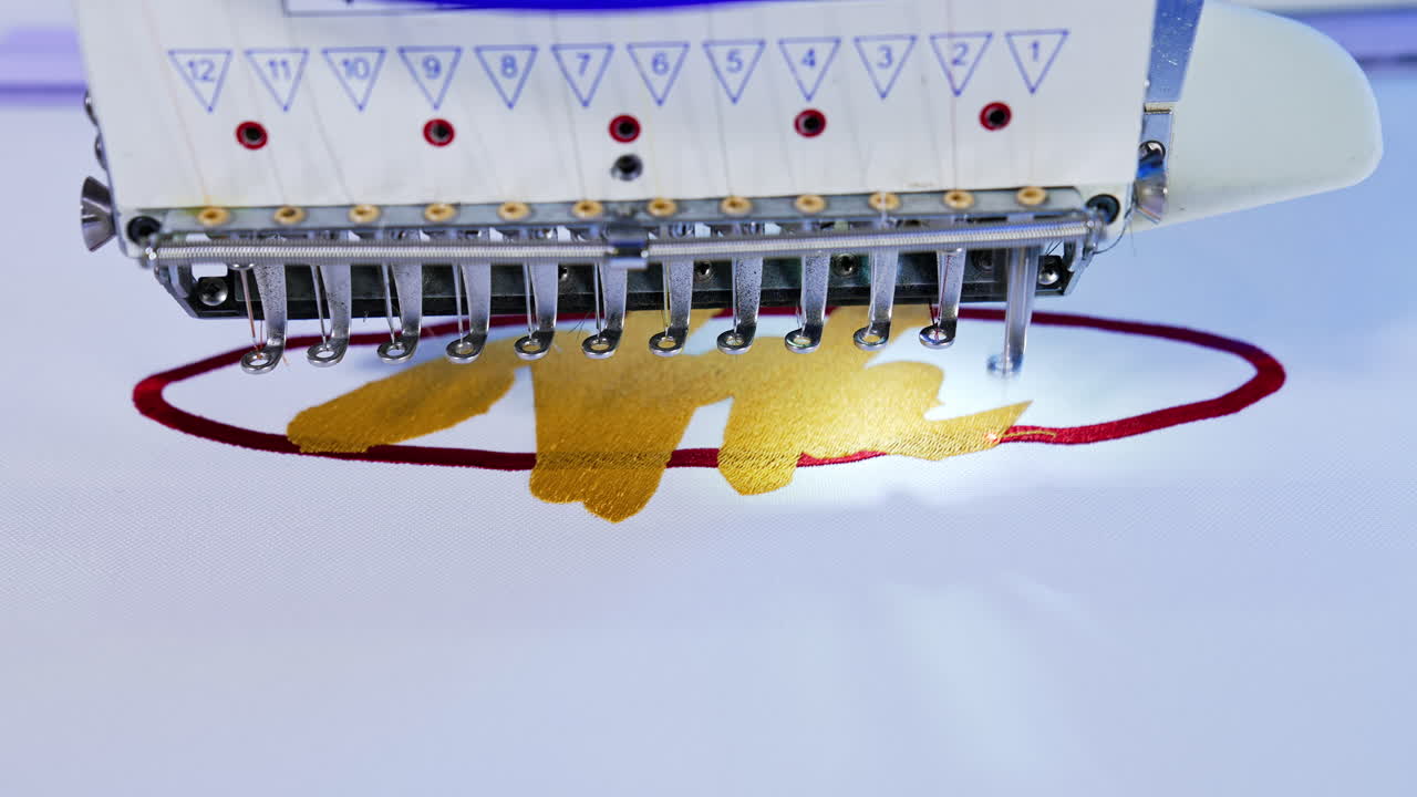 Embroidery machine in textile factory