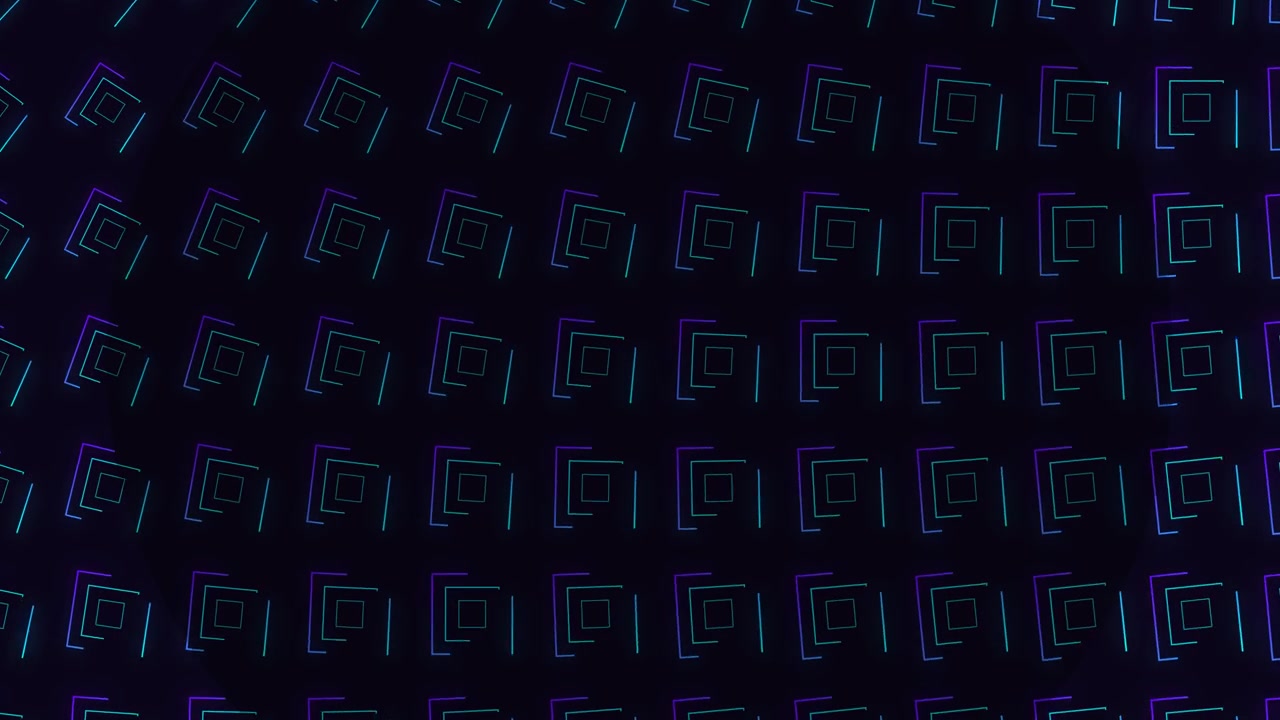 Abstract Motion Background with Rotating Neon Square Patterns