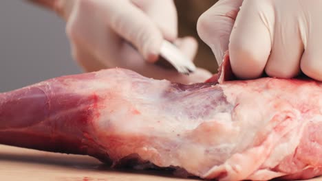 preparing a rabbit leg