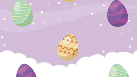 happy easter animation with eggs pattern