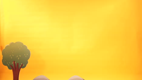 diverse group of kids jumping and having fun. yellow background in studio