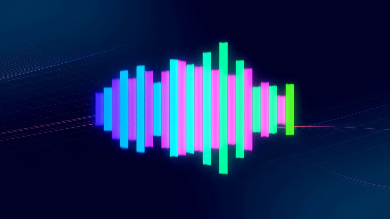 Abstract Digital Audio Equalizer with Pulsating Neon Bars