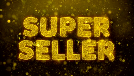 super seller text on golden glitter shine particles animation.