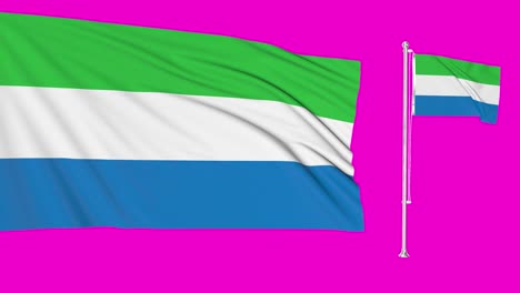 pantalla verde sierra leone dos banderas ondeando el mástil de la bandera leoneana animación 3d clave de croma