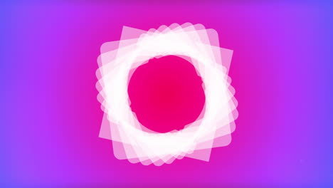 animación de múltiples formas blancas que giran en un bucle sin costuras sobre un fondo rosado a púrpura brillante