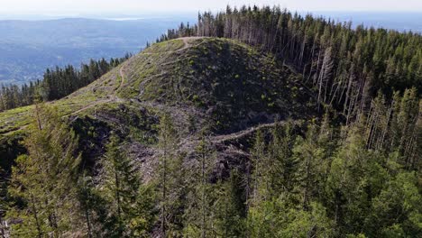 Vista-Aérea-De-La-Pintoresca-Cima-De-La-Montaña-En-Los-Alpes-De-Issaquah-En-El-Estado-De-Washington.