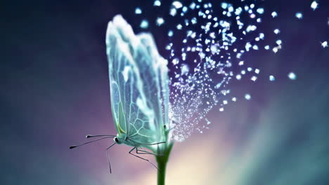 glowing flower and butterfly digital art