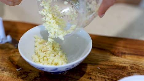 mincing garlic
