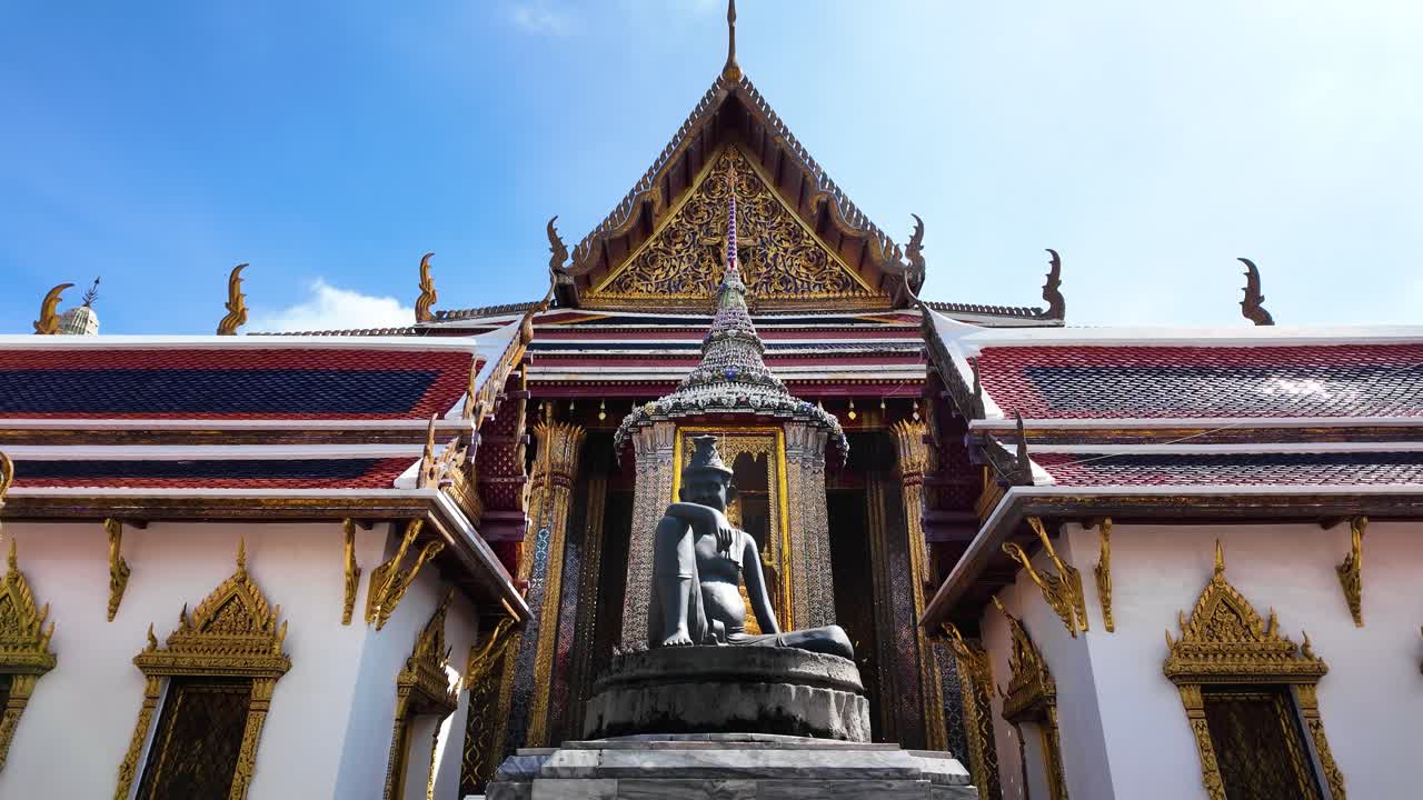Bangkok temple with statue, cultural heritage, serene atmosphere