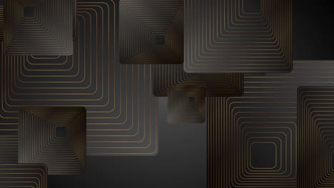 zwarte abstracte beweging achtergrond met gouden vierkanten
