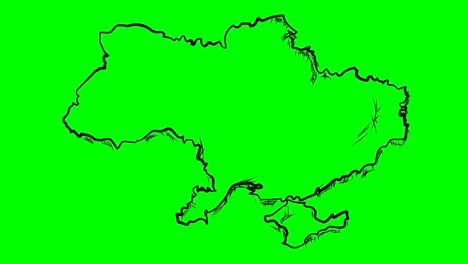ukraine drawing outline map on green screen isolated whiteboard