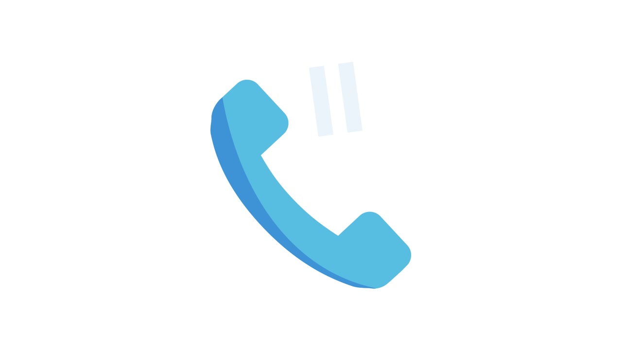 Icona animata blu di chiamata telefonica su sfondo bianco