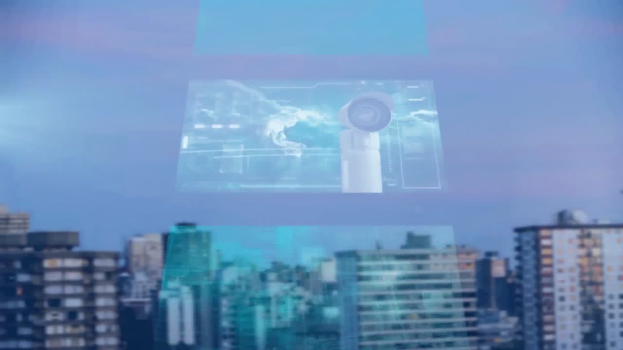 도시 금융 지구에 대한 다양한 데이터의 애니메이션