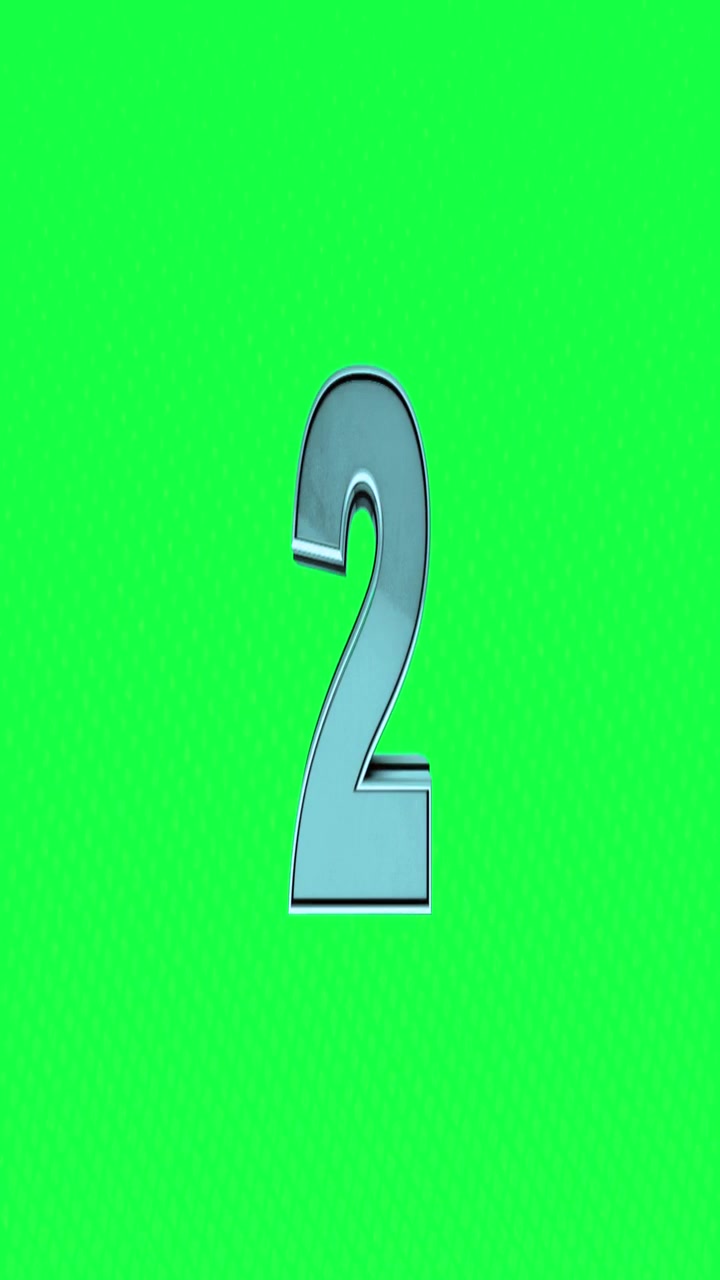 Countdown Timer with Numbers Five to One and Go on Green Screen