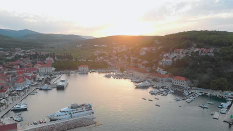 Boat-Marina-on-Hvar-Island-in-Croatia,-Popular-Travel-Destination-in-Europe