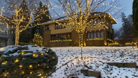 home decorated for christmas, winter time in minneapolis minnesota