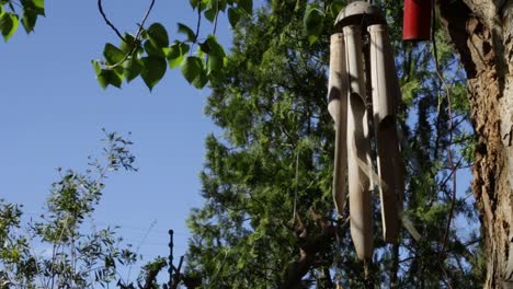 wind chime blown around by wind