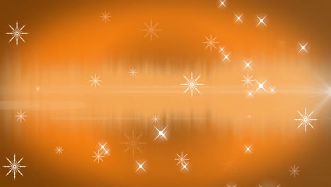 Animation-of-stars-over-orange-background-with-stars