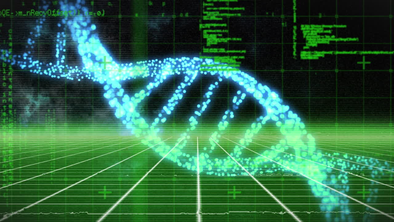 Animation of dna strand spinning and medical data processing
