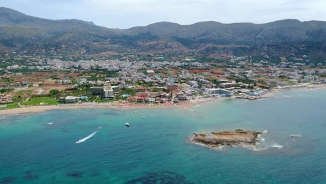 Luftpanorama-Auf-Blauem-Mittelmeer-Und-Griechenland,-Kreta