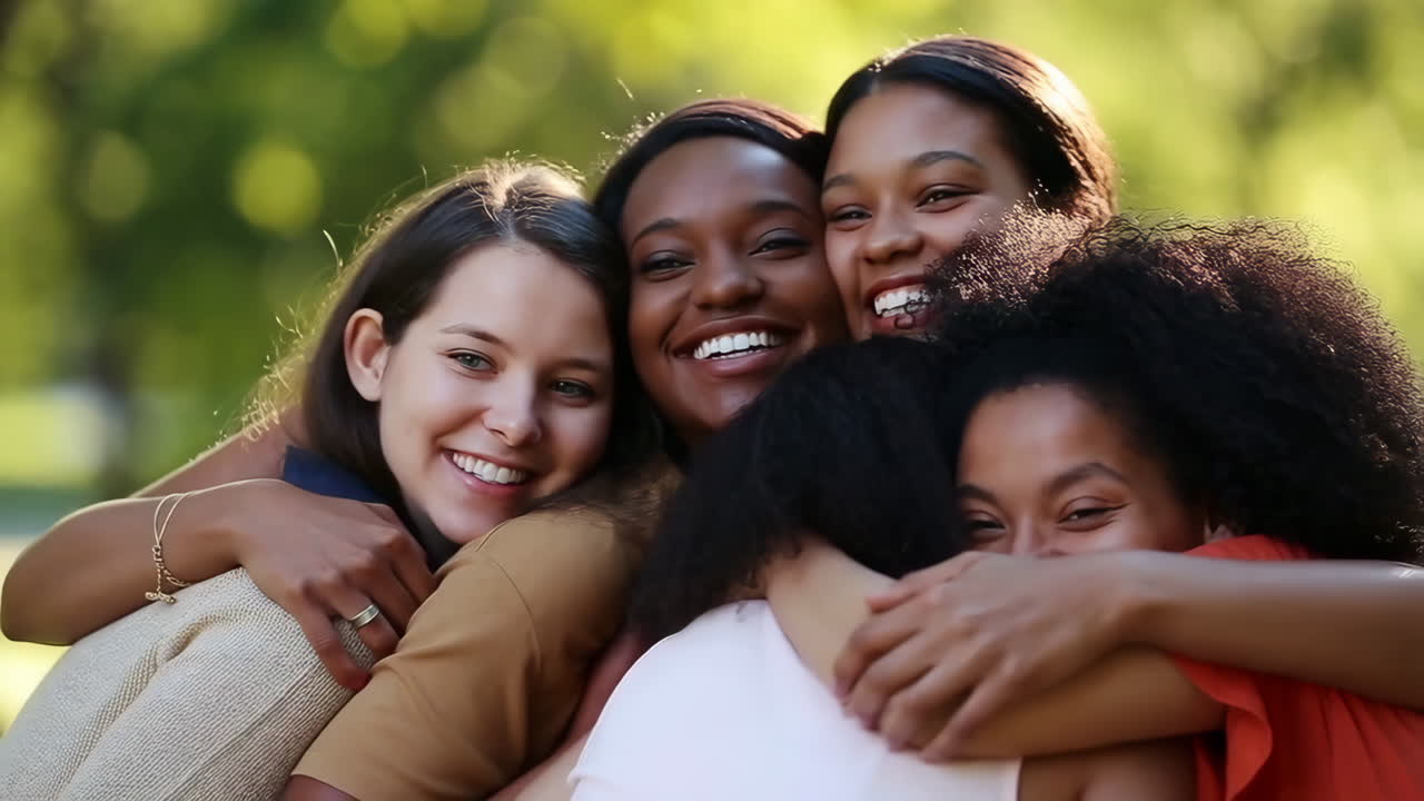 Joyful Group Hug Among Diverse Friends