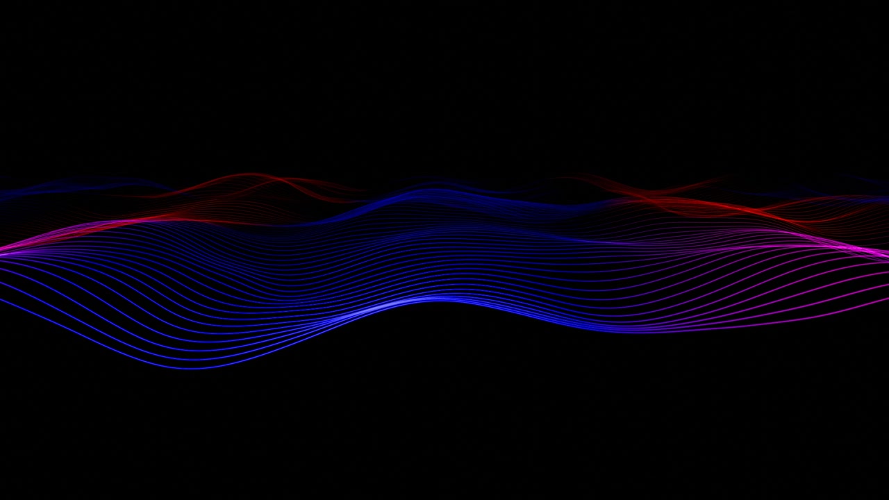 Abstract futuristic glowing wavy lines on black background