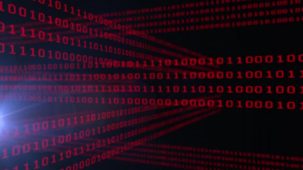 animación del procesamiento de datos sobre rastros de luz sobre fondo negro