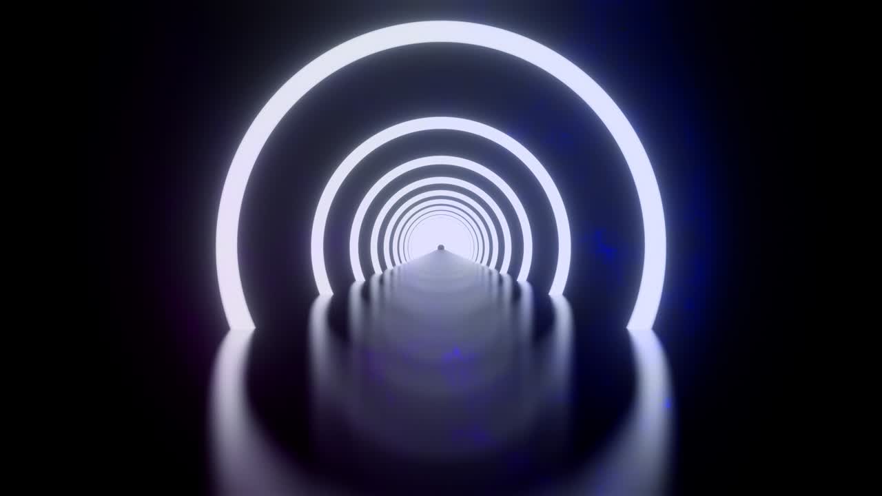 3D rendering, Loop motion of glowing neon ring and on dark galaxy star background. Neon light abstract background. Circles laser show fashion. virtual reality outer space with way star space panorama