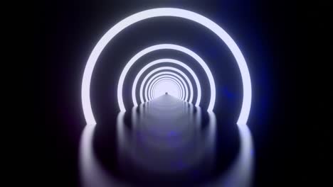 3d rendering, loop motion of glowing neon ring and on dark galaxy star background. neon light abstract background. circles laser show fashion. virtual reality outer space with way star space panorama