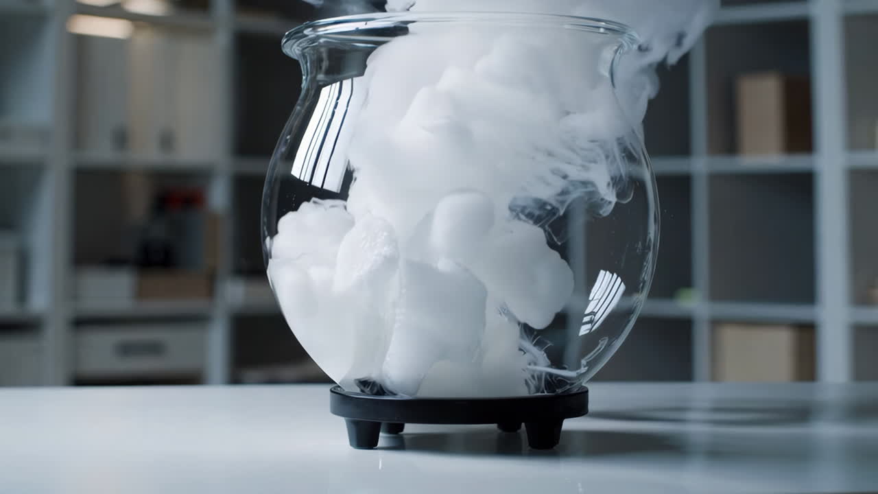 Dry Ice Smoke Experiment in a Glass Bowl