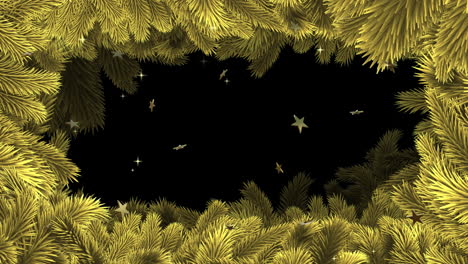 Marco-De-árbol-De-Navidad-Con-Estrellas-Doradas-Sobre-Fondo-Negro.