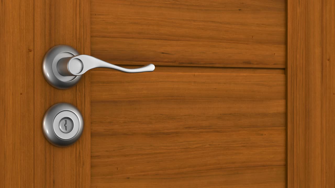 금속 손잡이로 열 수 있는 나무 문