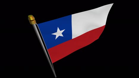 vídeo en bucle de la bandera de chile revoloteando en el viento, vídeo en cámara lenta de 4k, con canal alfa