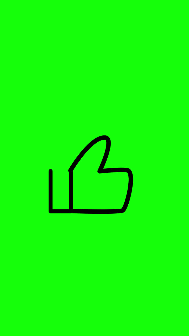 Animated cartoon thumbs up gesture on vertical green screen background
