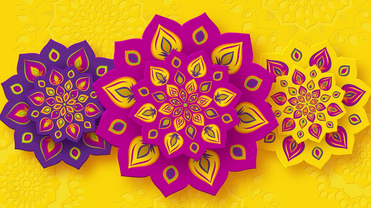 rangoli indio giratorio para el festival de las luces de diwali.