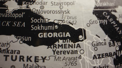 close-up of a globe showing the caucasus region and surrounding countries