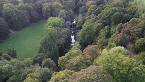 aerial tracking shot of jesmond dene in newcastle upon tyne