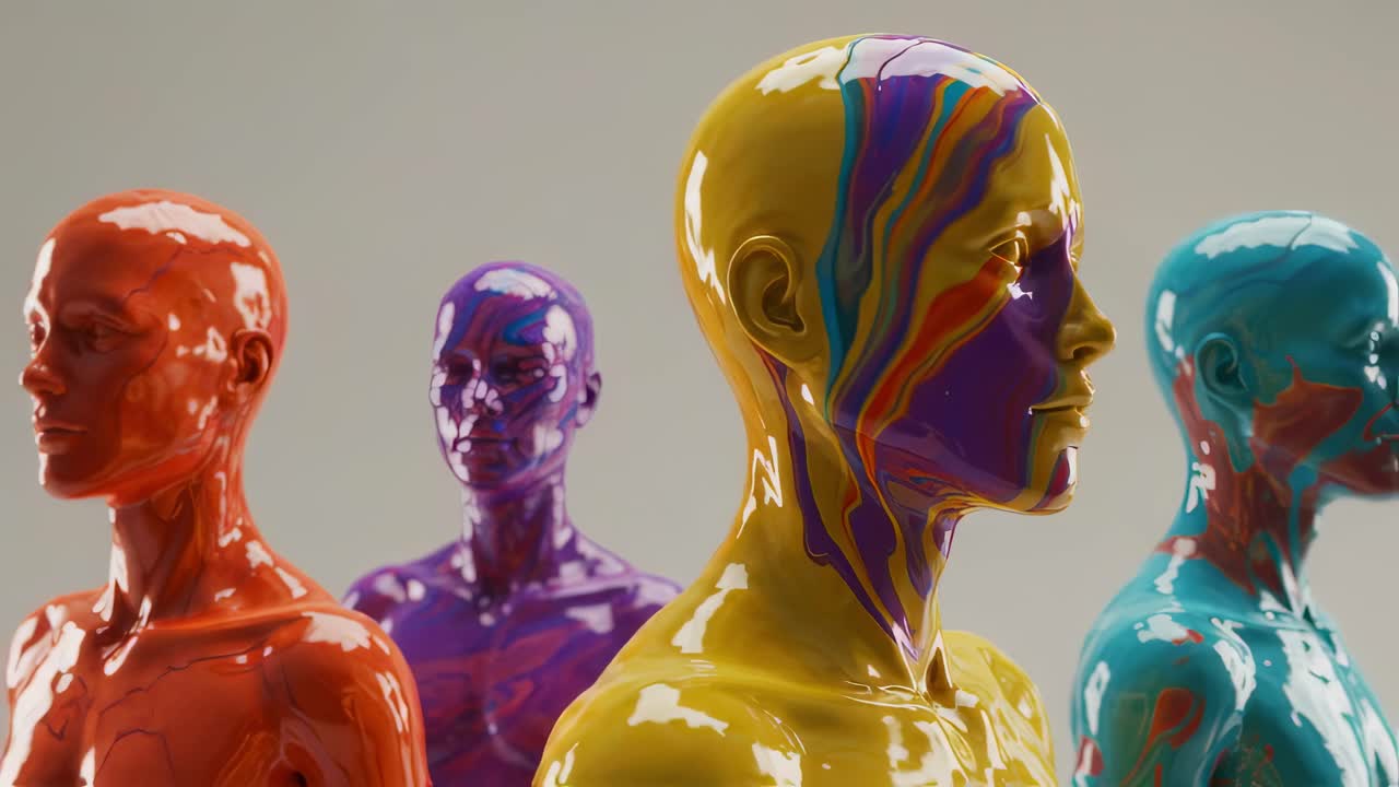 Vibrant and colorful abstract figures highlight the beauty of creative artistry set against an energetic and lively backdrop