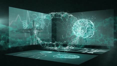 animation of brain spinning over data processing