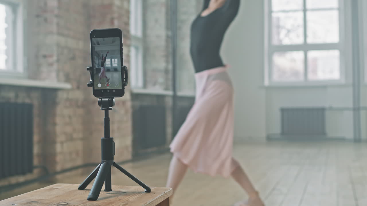 Ballerina Taking Video Of Herself Dancing