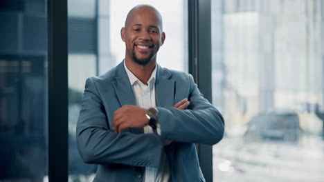 professional businessman in suit with arms crossed