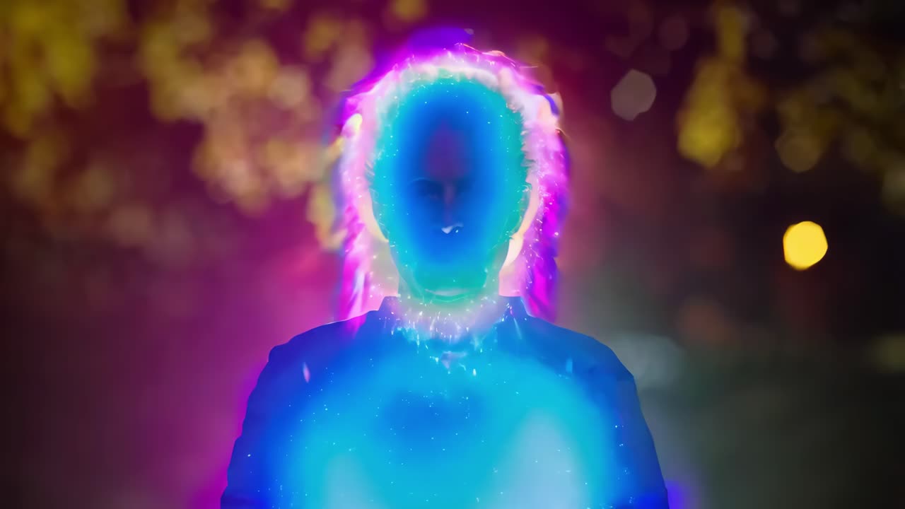 retrato brillante en la noche