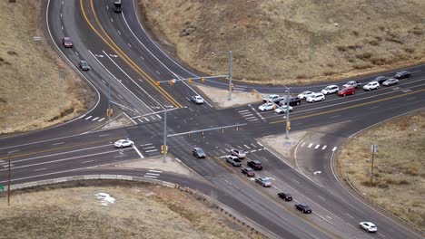 Aerial-view-of-highway-intersection-in-Golden,-Colorado