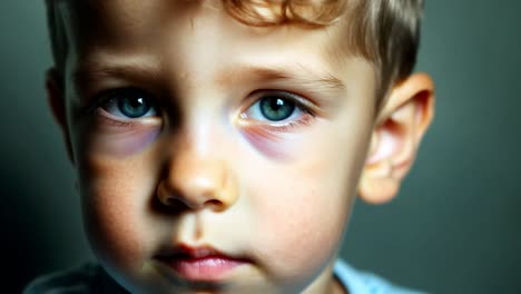 close up portrait of a young boy with a black eye