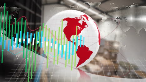 Animación-Del-Procesamiento-De-Datos-Financieros-Sobre-El-Globo-Y-El-Almacén.