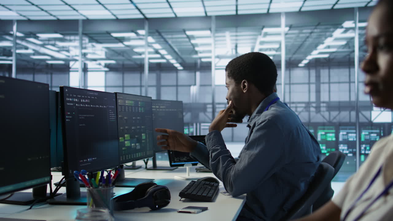 Data Center Staff Discussing Technical Issues