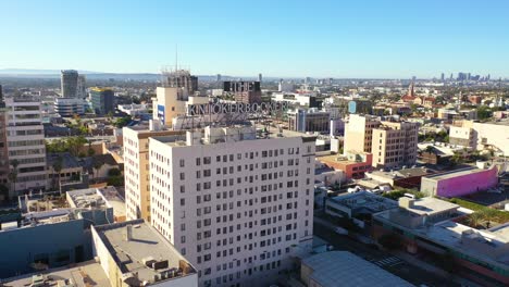 Aerial-Of-The-Knickerbocker-Hotel-Sign-In-Downtown-Hollywood-California