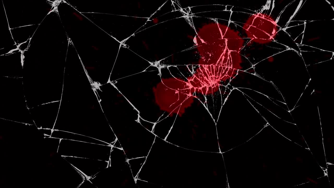 Depicting the tragic aftermath of a car accident as red blood drips down a shattered windshield. Ideal for dramatic scenes, safety warnings, or news reports on road dangers