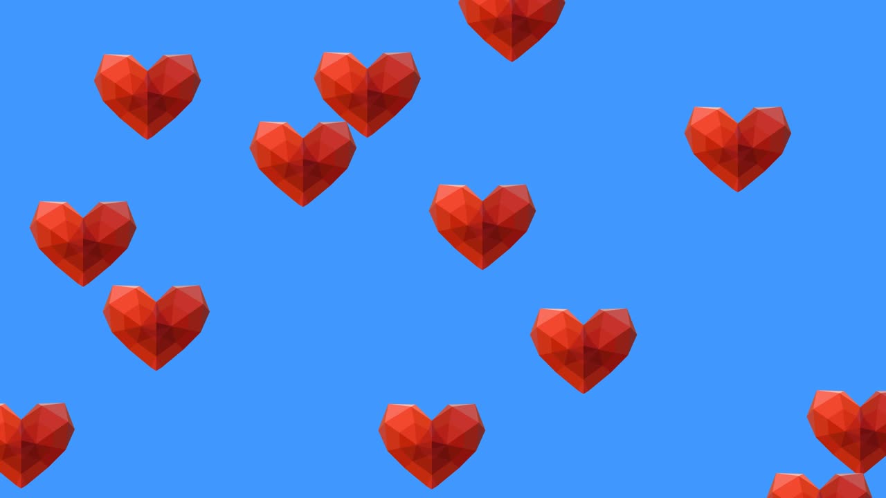 animación de emojis que caen sobre un fondo azul